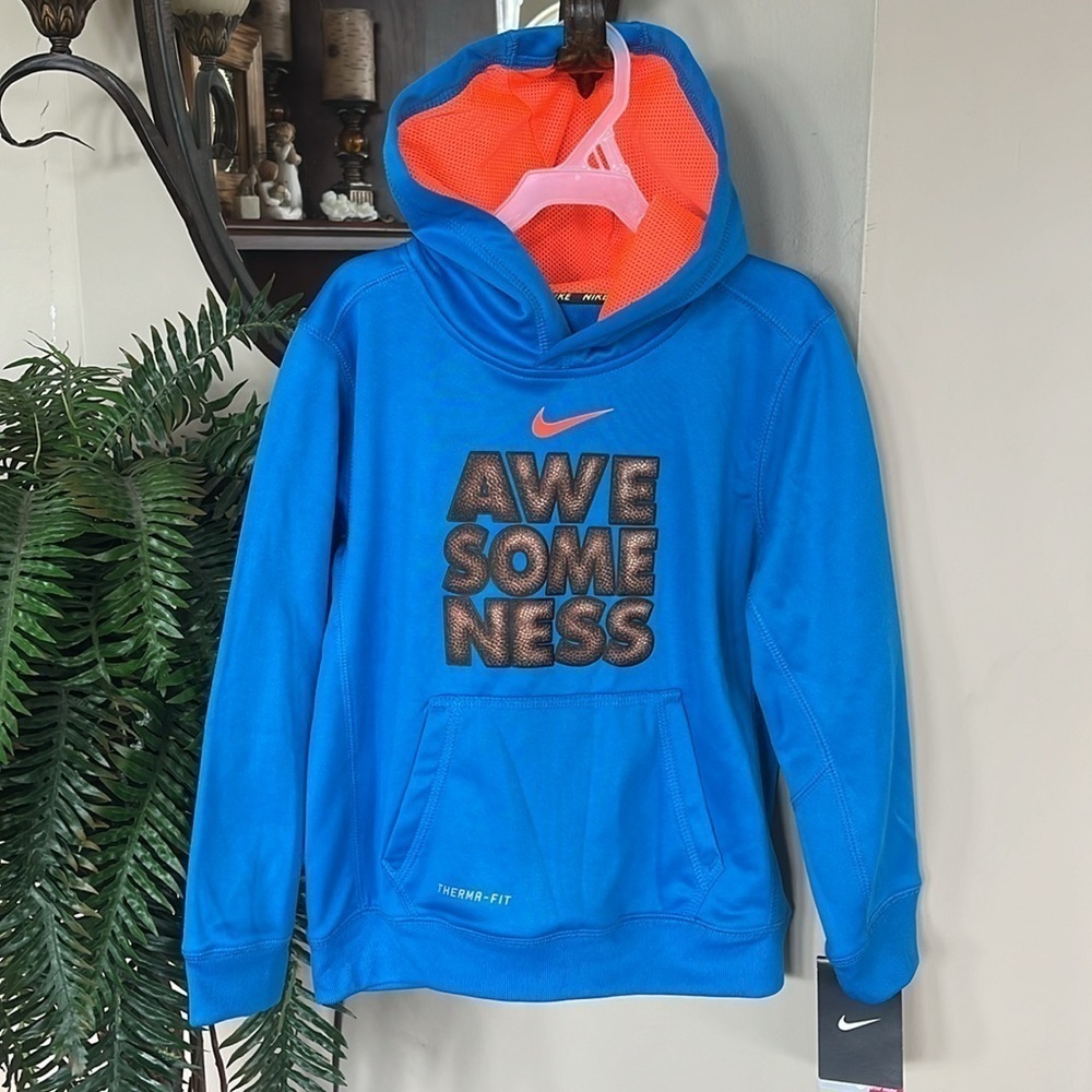 Brand New Nike Awesomeness Blue Orange Hooded Sweatshirt Football Sports Hoodie
